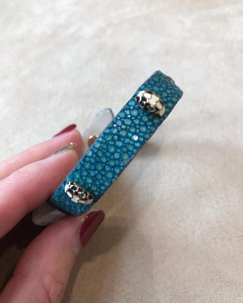 Bvlgari Serpenti Studs Bracelet Blue Galuchat