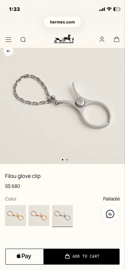 Hermes Filou Glove Clip, view 2
