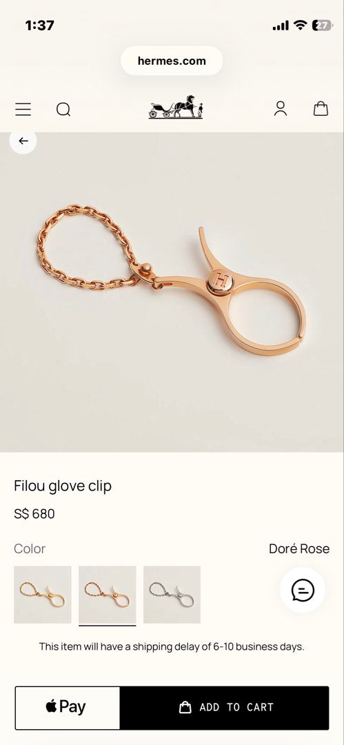 Hermes Filou Glove Clip, view 3