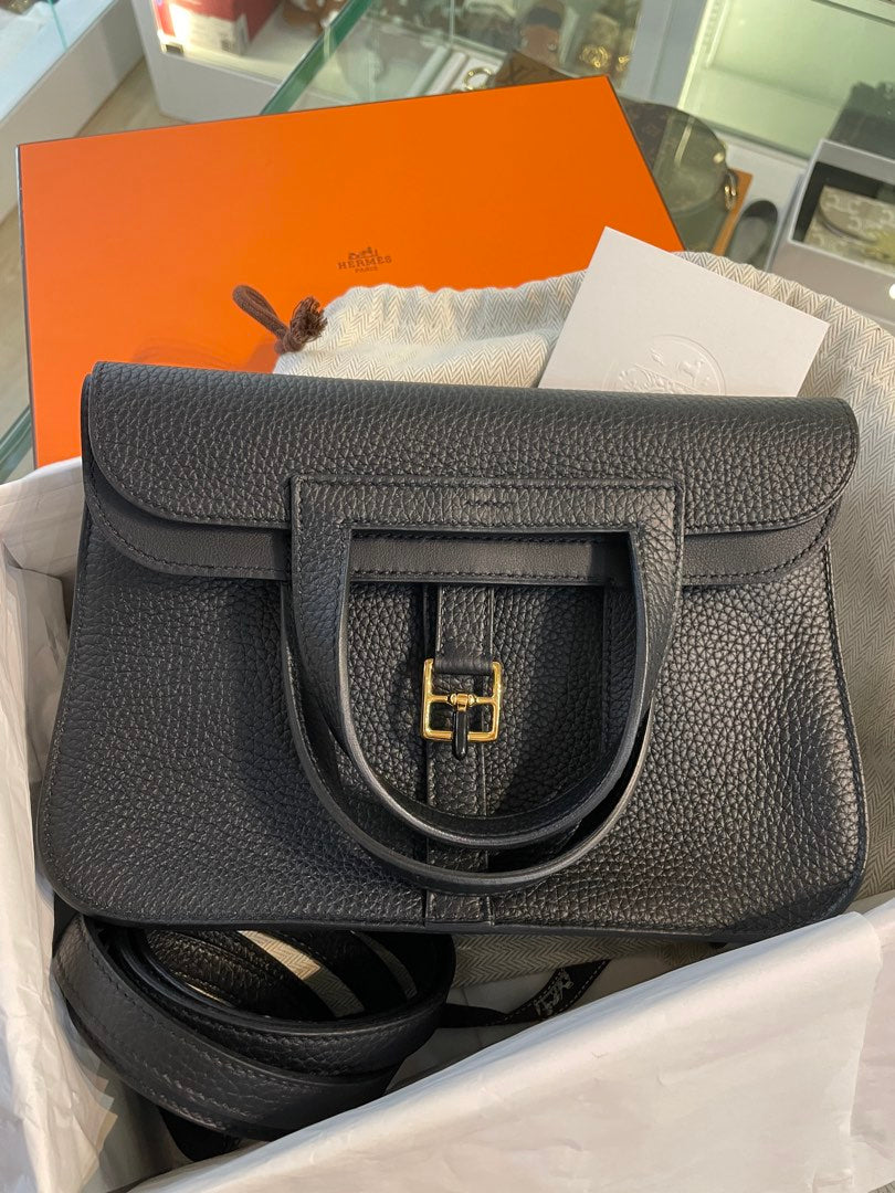 Hermès Hermes Halzan 25 Black Ghw — pre-owned, Brand new