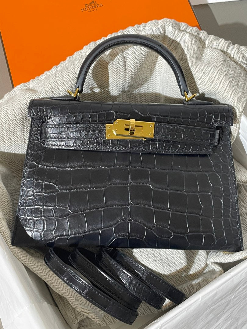 Hermes Mini Kelly Matte Crocs