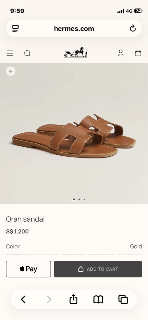 Hermes Oran Sandals, view 2